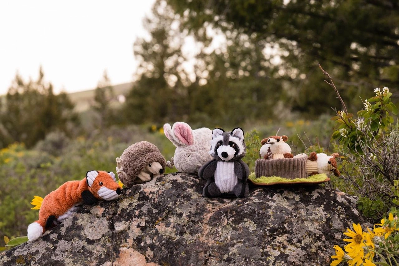 P.L.A.Y. Forest Friends Squeaky Plush Dog toys, Bundle