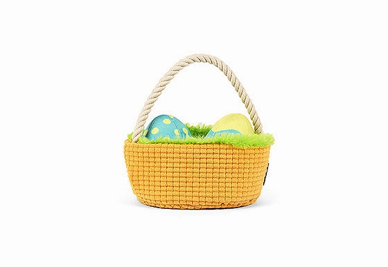 P.L.A.Y. Hippity Hoppity Squeaky Plush Dog toys, Eggs-cellent Basket