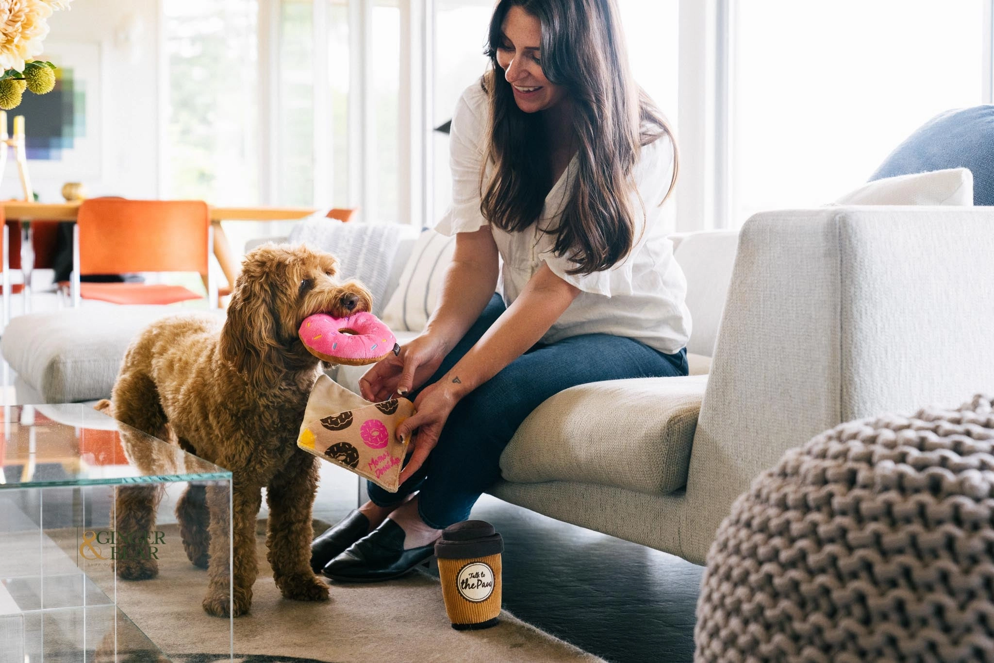 P.L.A.Y. Pup Cup Cafe Squeaky Plush Dog toys, Doggo's Java