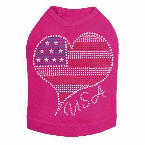 Patriotic Heart #3 Rhinestone Dog Tank