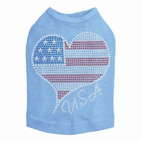 Patriotic Heart #3 Rhinestone Dog Tank