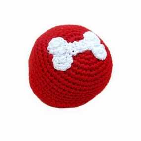 Pawer Squeaky Bone Ball Red Dog Toy