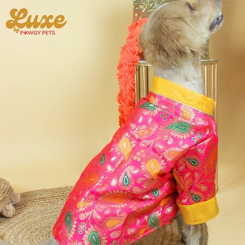 Pawgypets Luxe Barcade Kurta for Dogs and Cats (Pink)