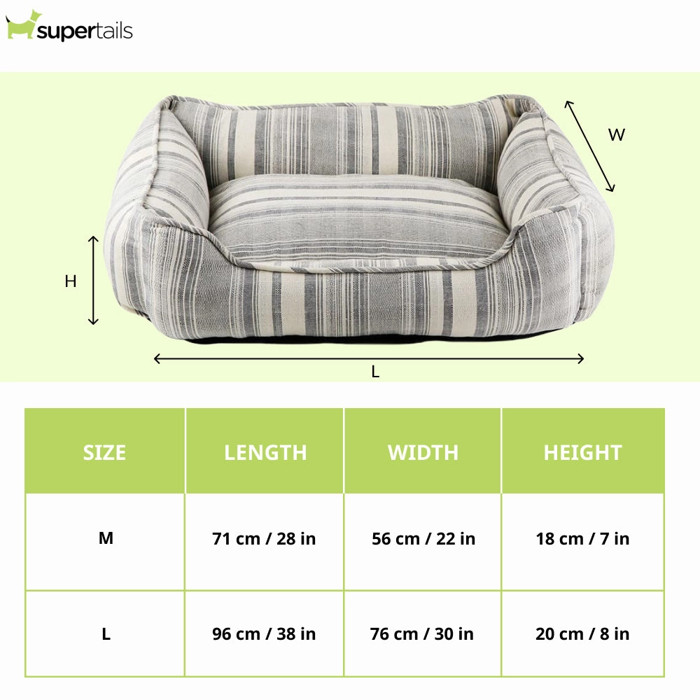 Pawpourri Ultra Soft Bolster Yarn Dyed Cuddler Bed for Dogs and Cats (Grey)
