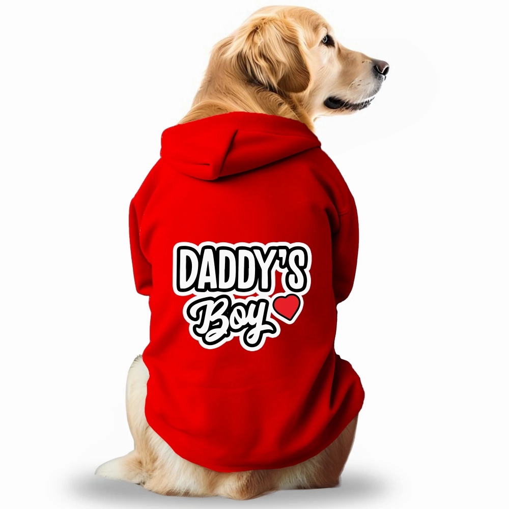 Pawsindia Daddy's Boy Hoodie for Dogs (Red)