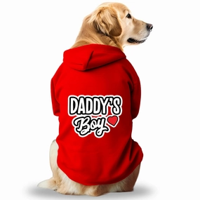 Pawsindia Daddy's Boy Hoodie for Dogs (Red)