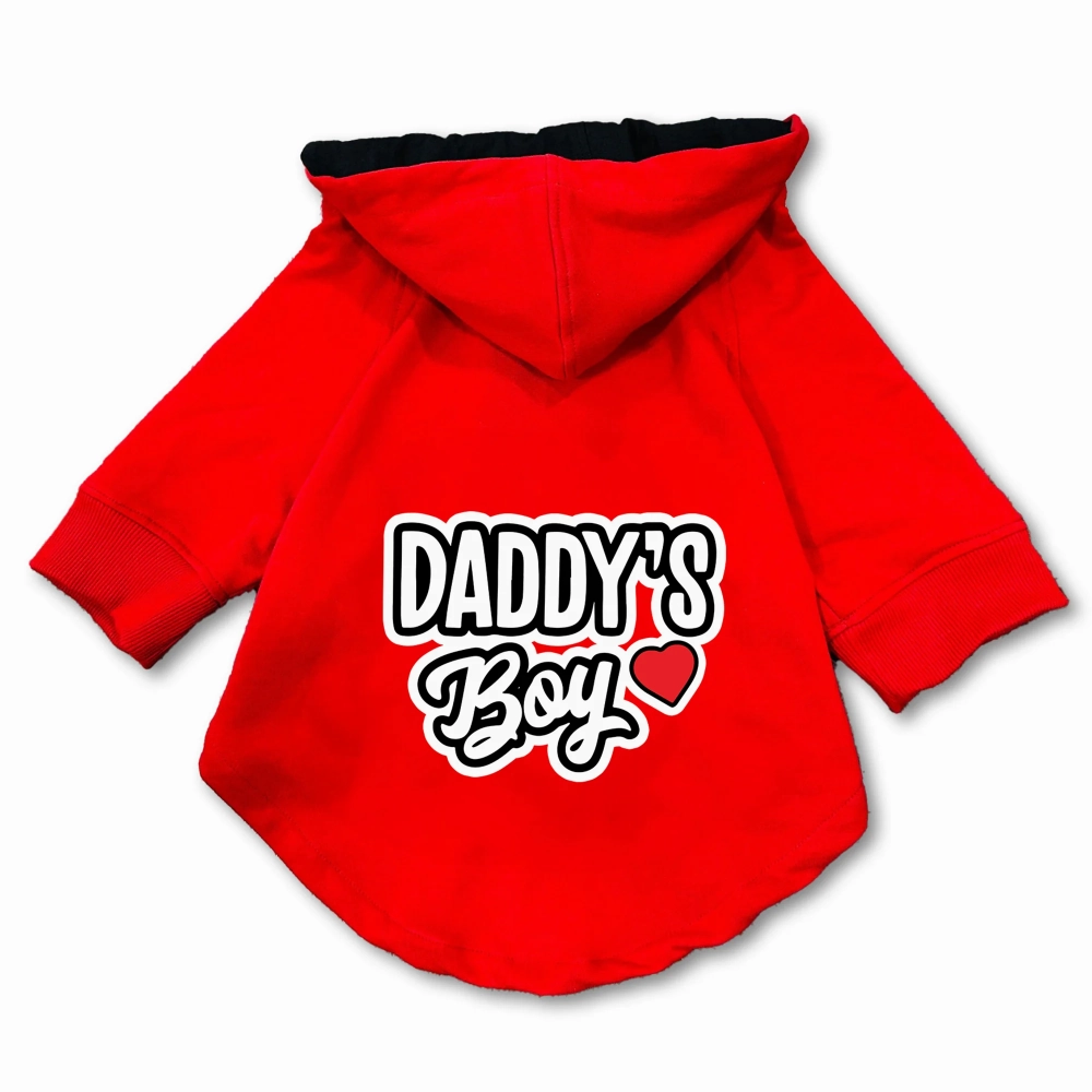 Pawsindia Daddy's Boy Hoodie for Dogs (Red)