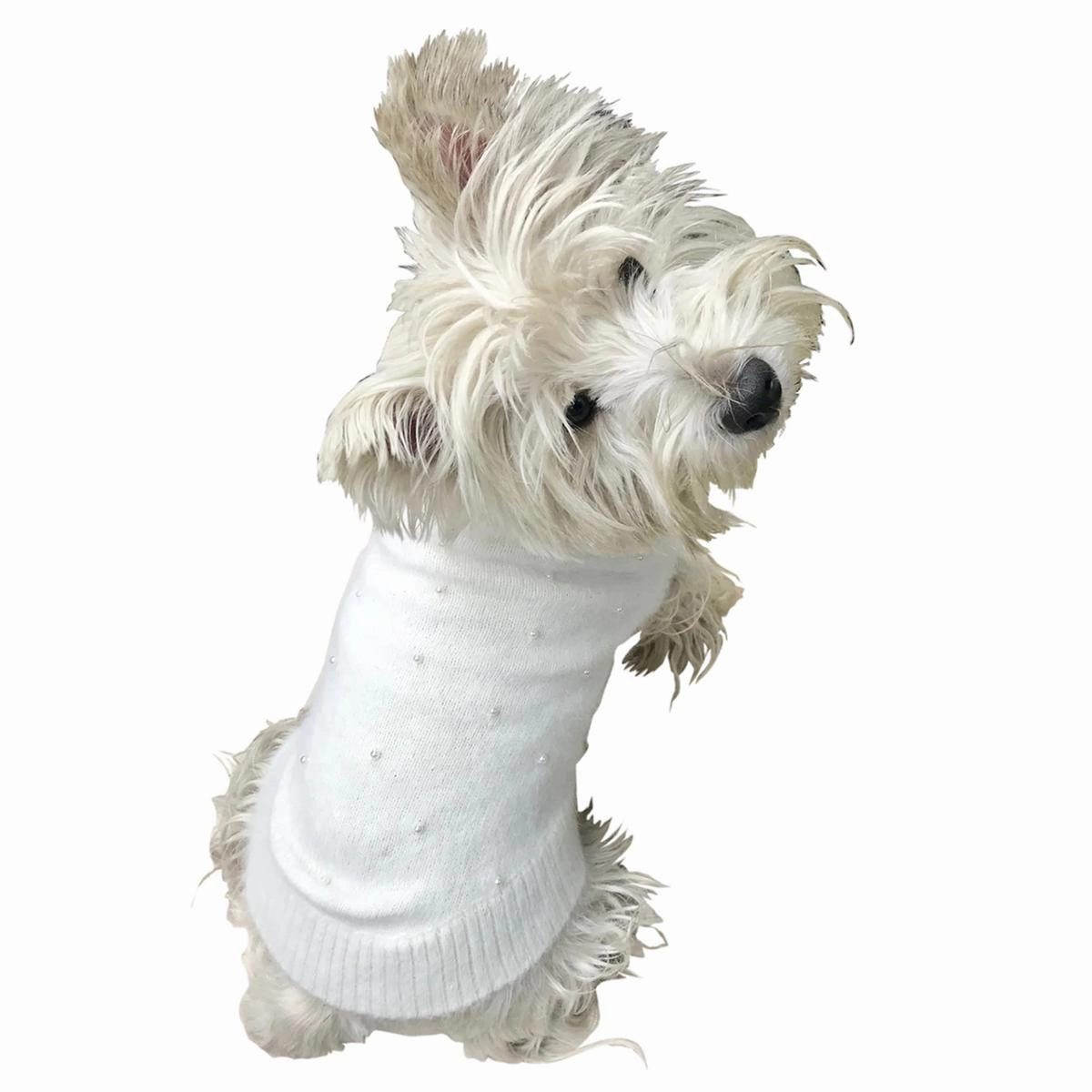 Pearly Girl Turtleneck Dog Sweater Ivory