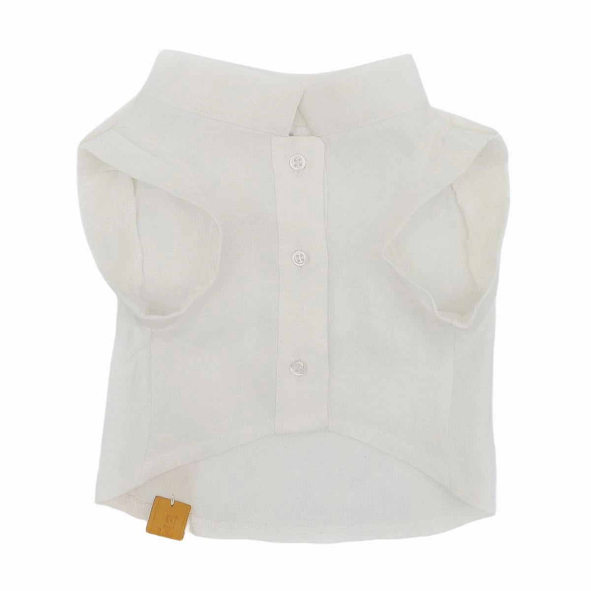 Personalized White Linen Button Down Dog Shirt