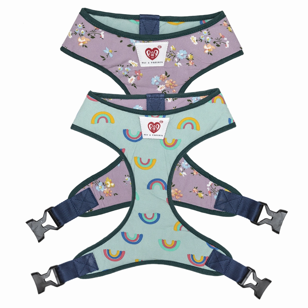 Pet And Parents Floral Rainbow Reversible Harness for Dogs