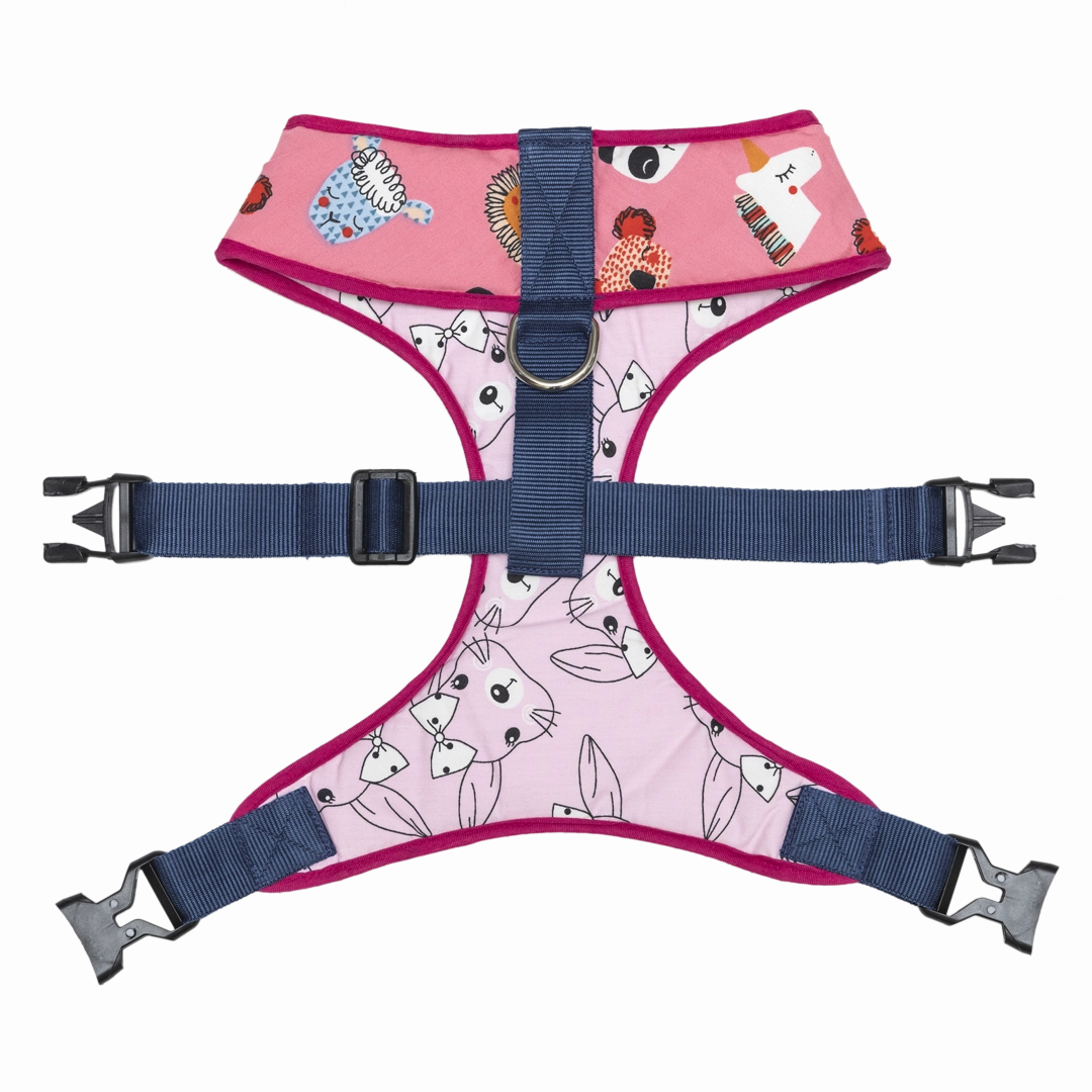 Pet And Parents Pink Faces Reversible Harness for Dogs