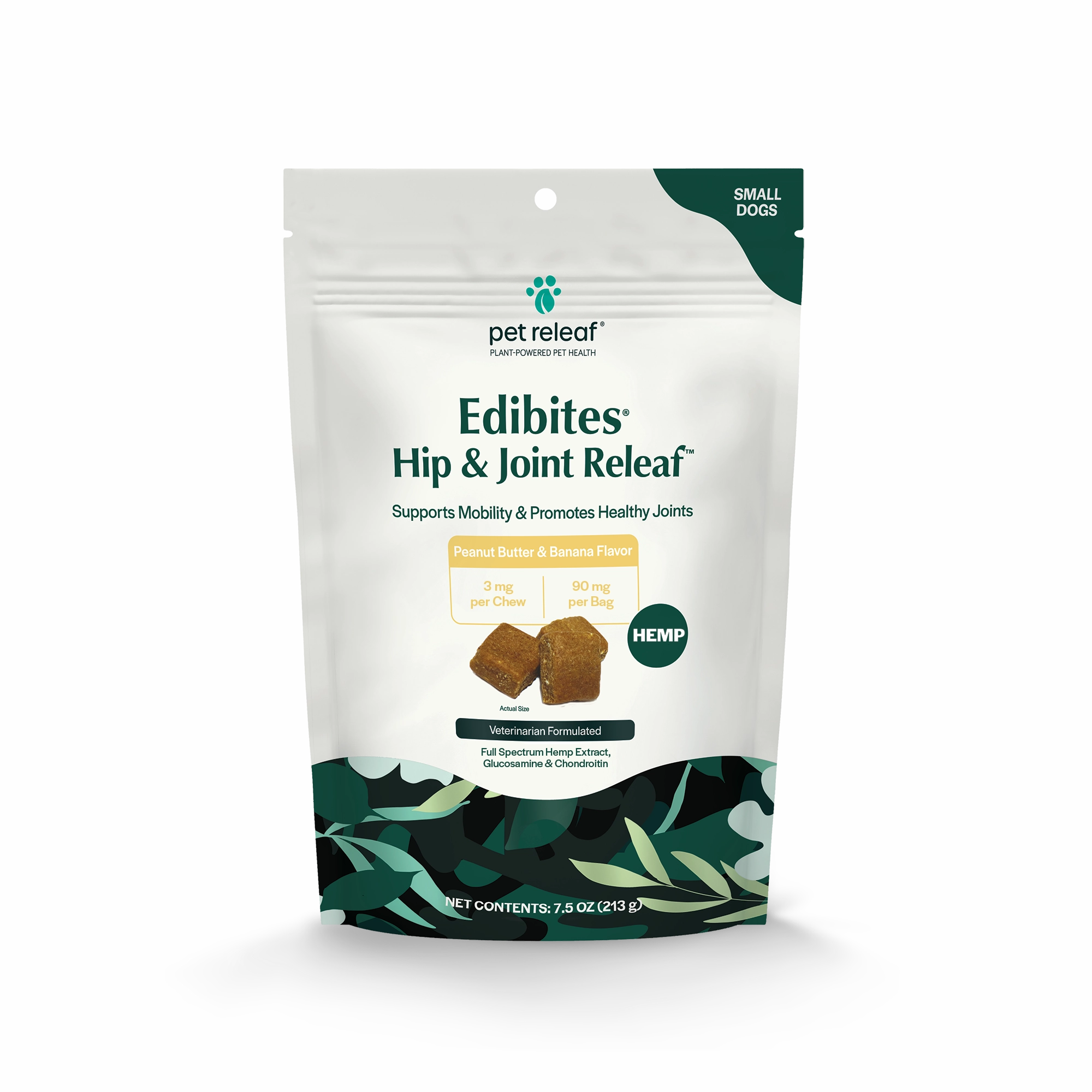 Pet Releaf Hip & Joint Releaf Edibites Peanut Butter & Banana Flavor for Small Dogs