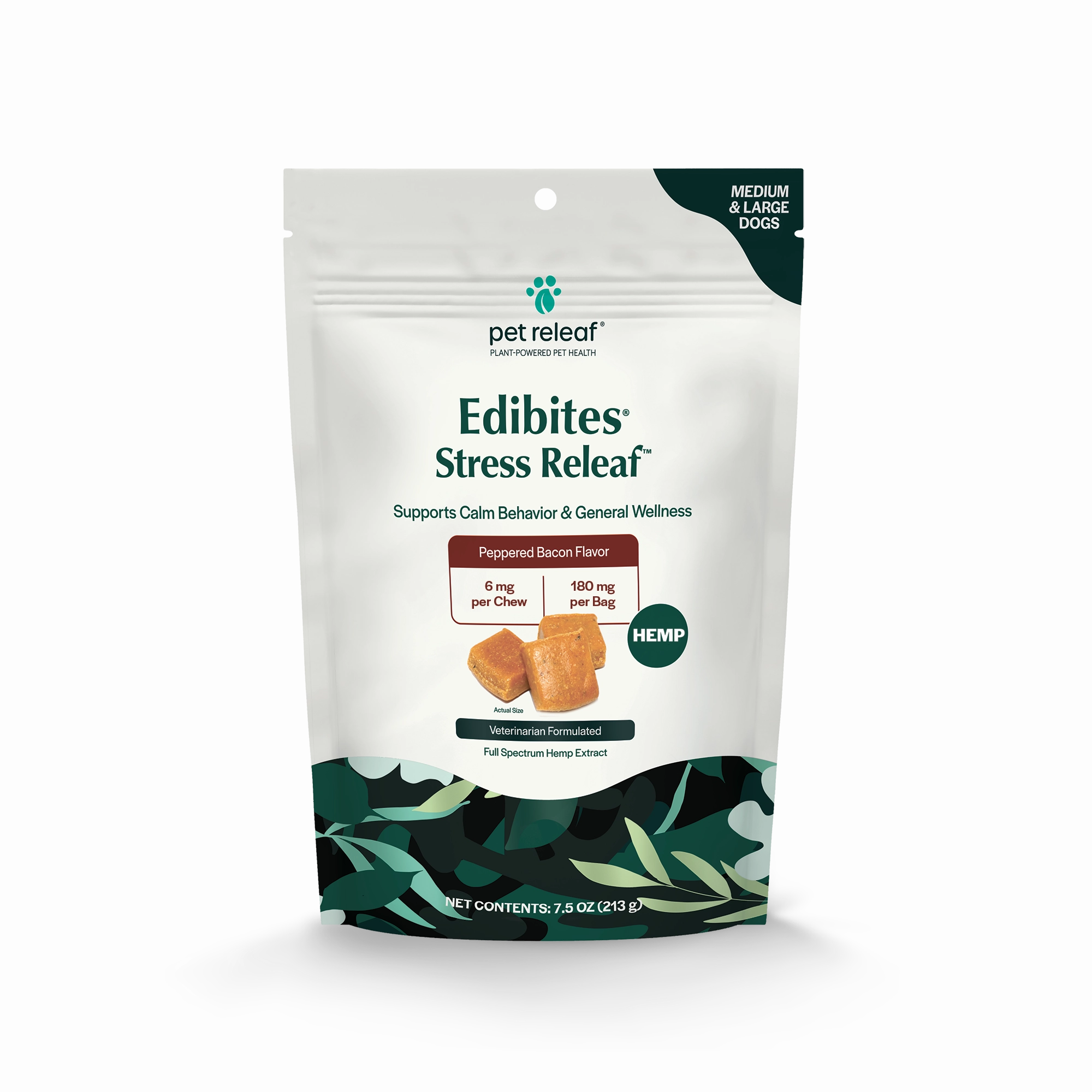 Pet Releaf Stress Releaf Edibites Peppered Bacon Flavor for Medium & Large Dogs