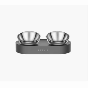 PetKit Anti-Slip SS Dual-Bowl Feeder - L33cm x B16cm x H8.7cm