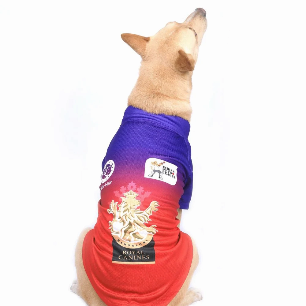Pets Way Royal Canines Bangalore IPL Jersey for Dogs and Cats (Red/Blue)