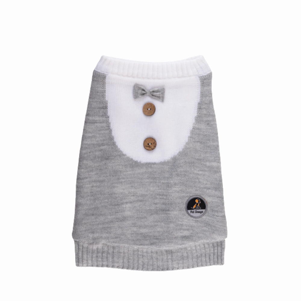 Petsnugs Gentle Knit Sweater for Dogs and Cats (Grey & White)
