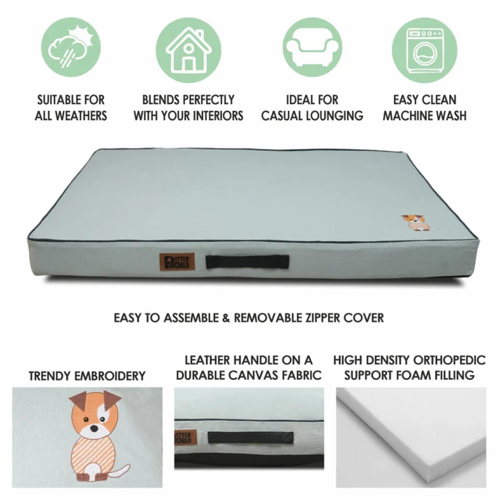 Petter World Comfort Flat Foam Bed for Dogs (Celeste Green)
