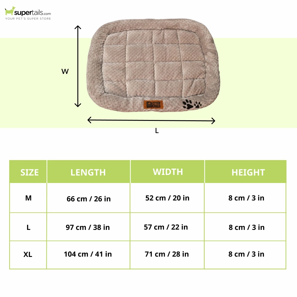 Petter World Luxury Quilted Crate Mat with Padded Perimeters for Extra Support for Dogs (Meteorite)