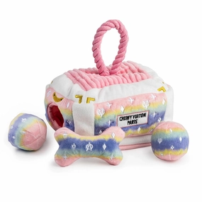 Pink Ombre Chewy Vuiton Trunk Activity House Dog Toy