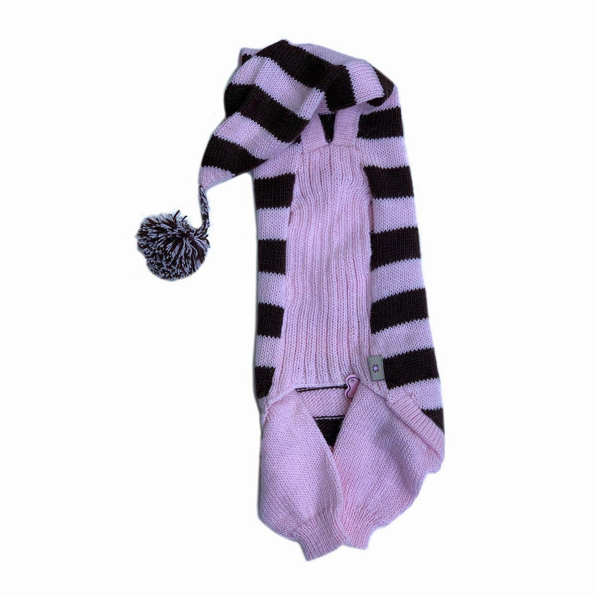 Pink Striped Knit Dog Jumper Medium