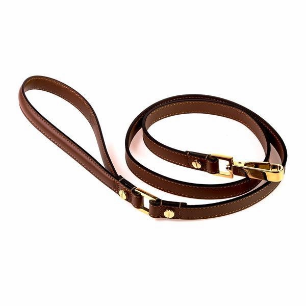 Plain Leather Dog Harness Brown