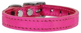 Plain Metallic Leather Collar in Pink