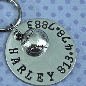 Play Ball Round Dog ID Tag