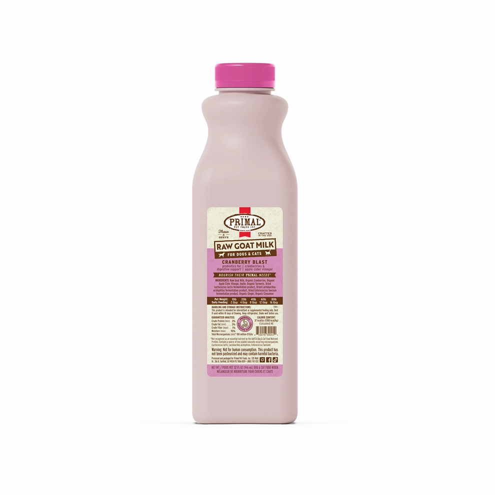 Primal Cranberry Blast Raw Frozen Goat Milk Bowl Booster for Cats and Dogs