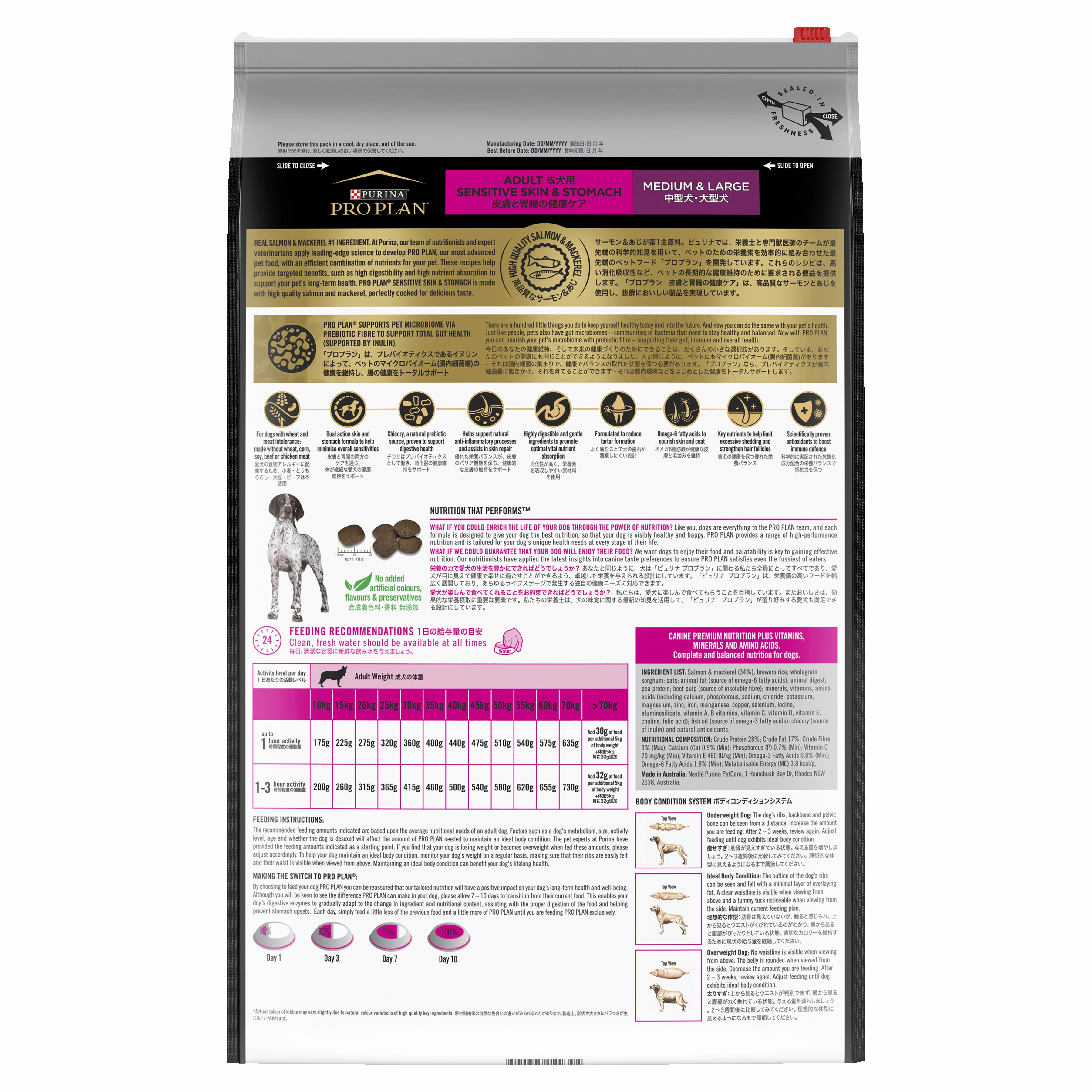 PRO PLAN Adult Sensitive Skin & Stomach Medium & Large Breed Dry Dog Food (12kg)