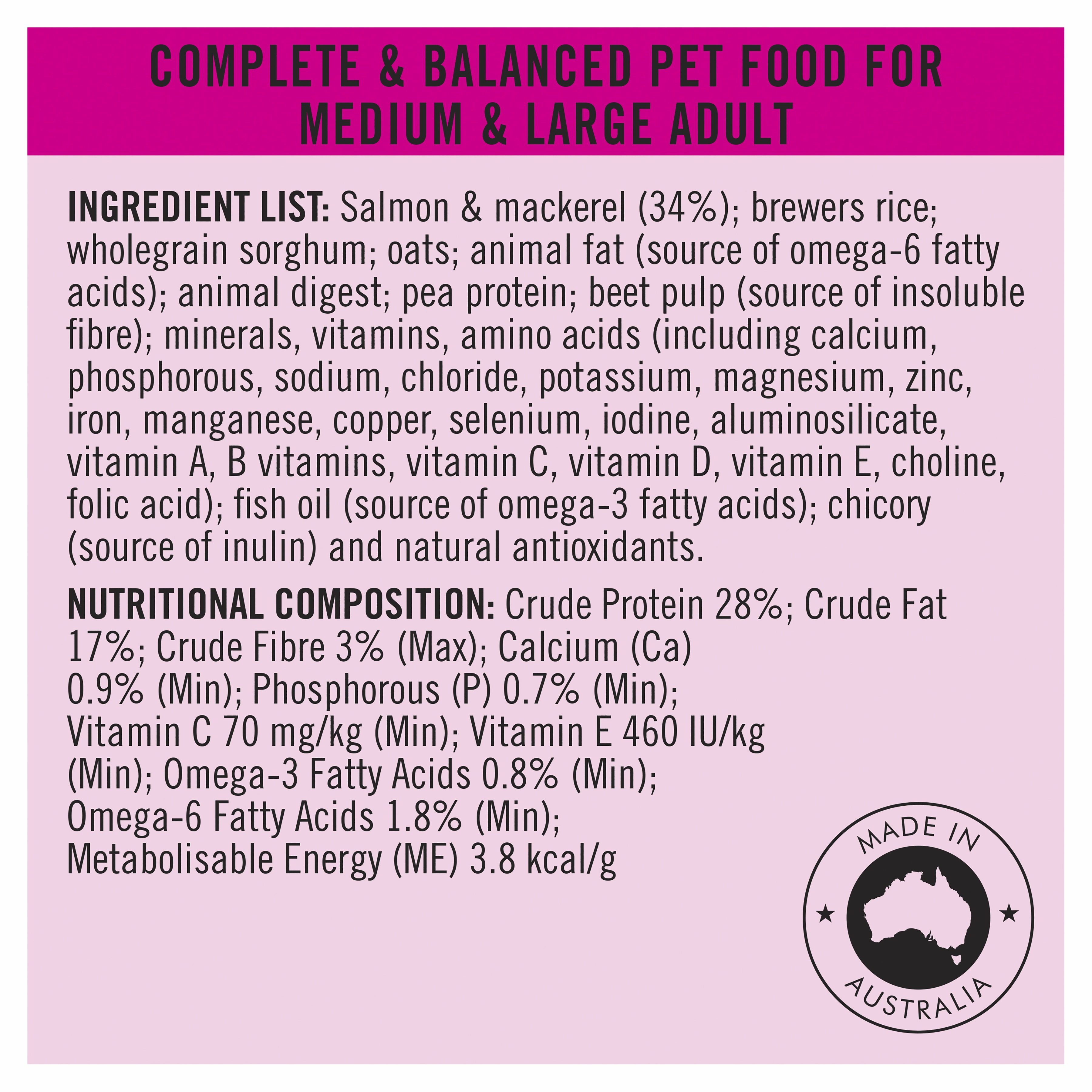 PRO PLAN Adult Sensitive Skin & Stomach Medium & Large Breed Dry Dog Food (12kg)