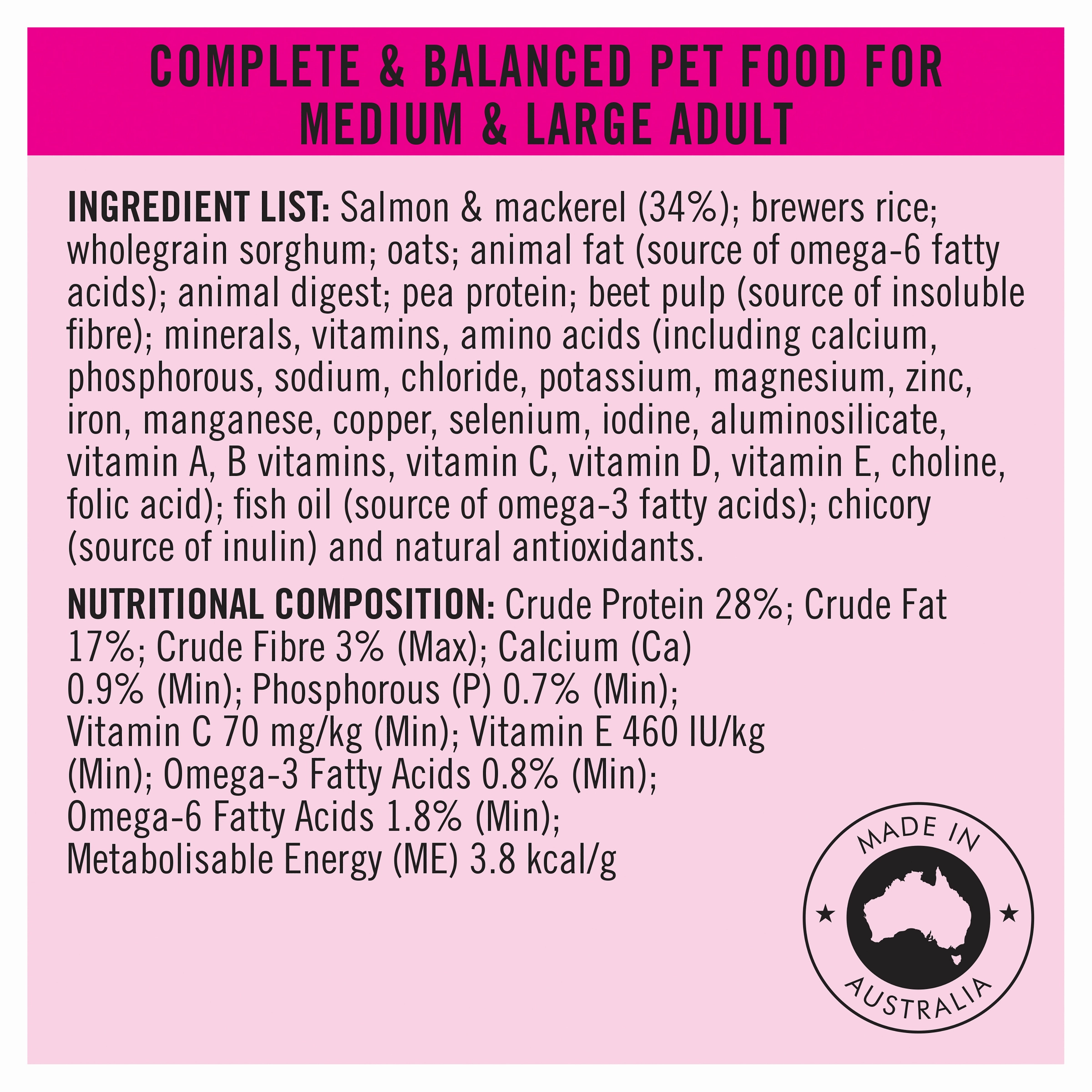 PRO PLAN Adult Sensitive Skin & Stomach Medium & Large Breed Dry Dog Food (3kg)