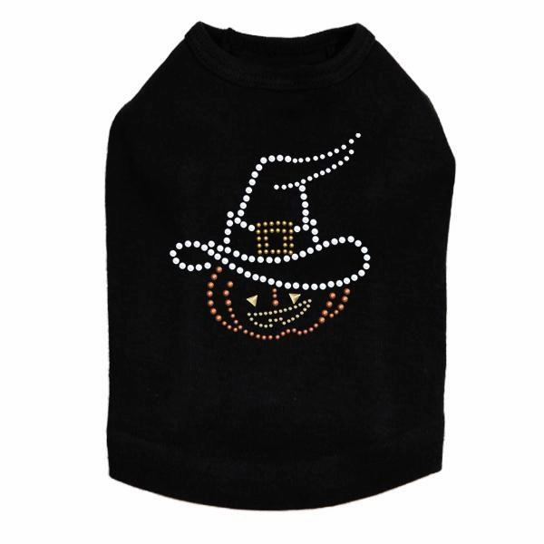 Pumpkin Witch Rhinestone Dog Tank