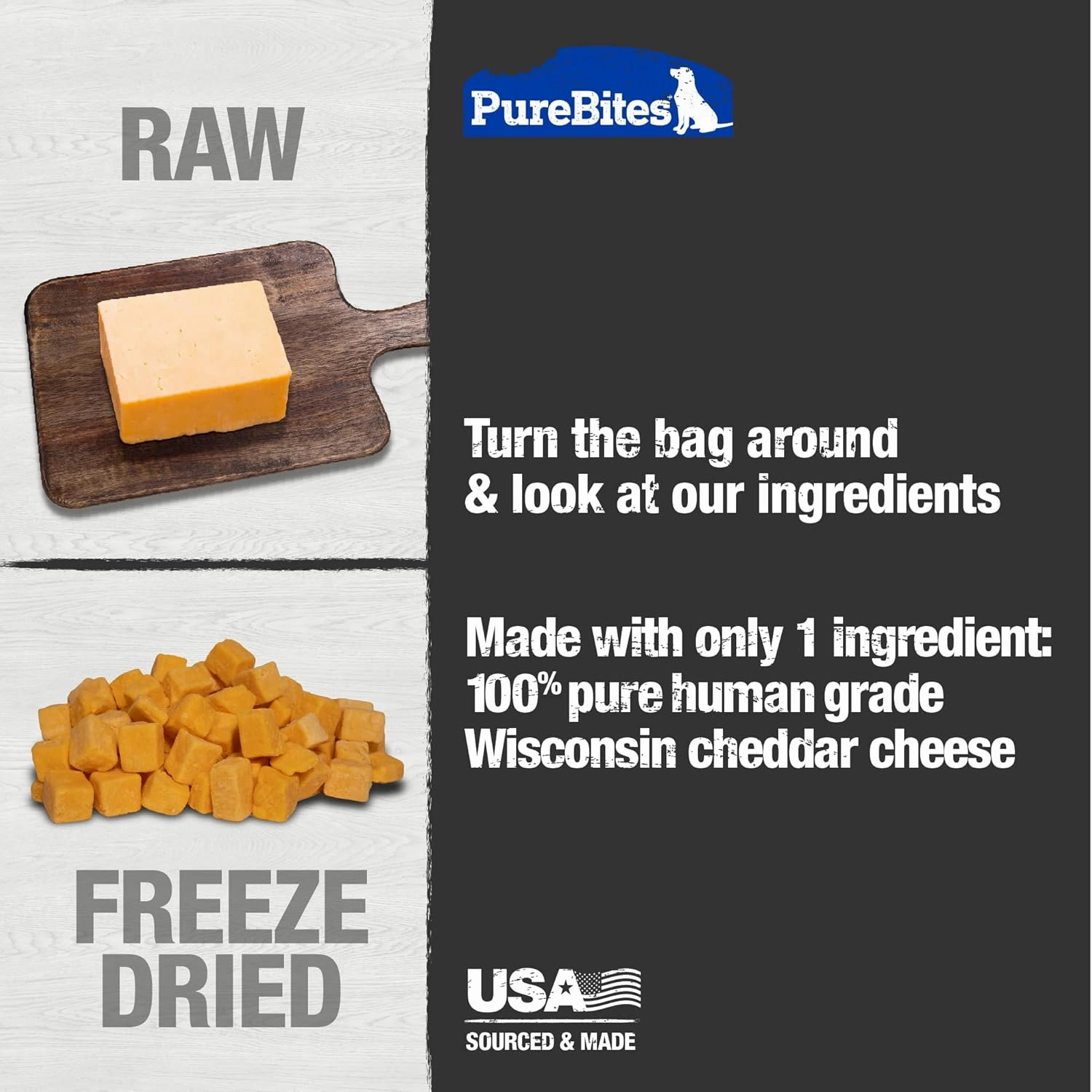 PureBites - Freeze Dried Dog Treats - Cheddar Cheese 120g