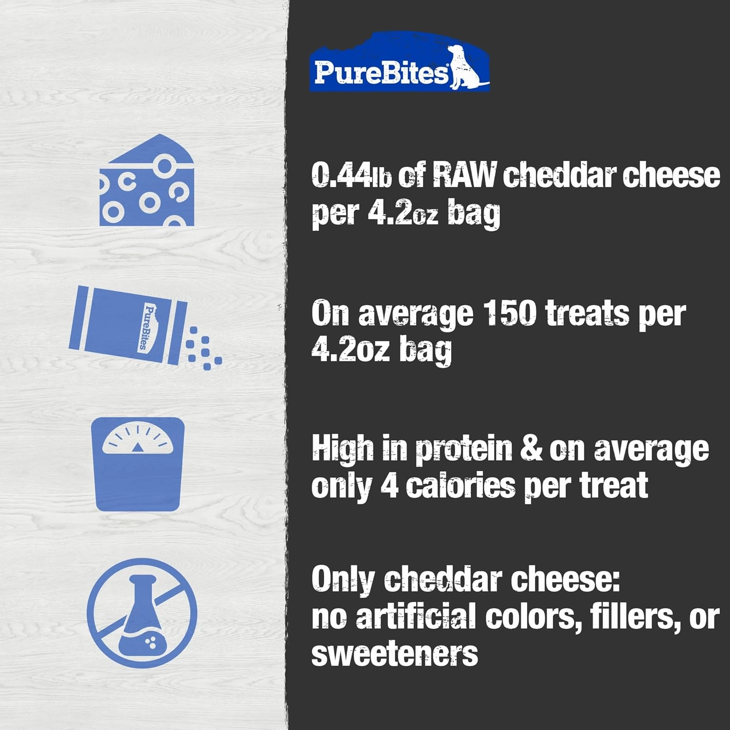 PureBites - Freeze Dried Dog Treats - Cheddar Cheese 120g