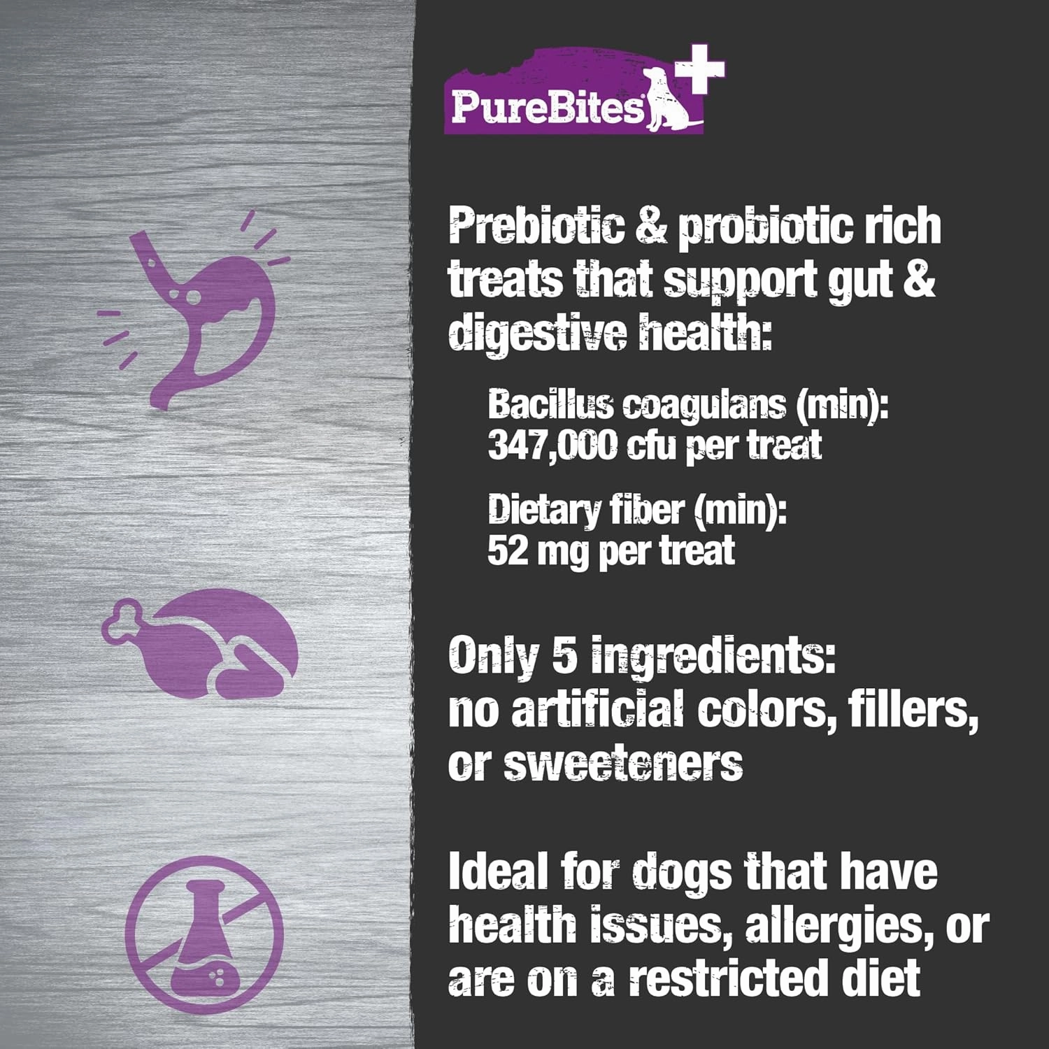 PureBites Functional Freeze Dried Dog Treats - Gut & Digestion 85g