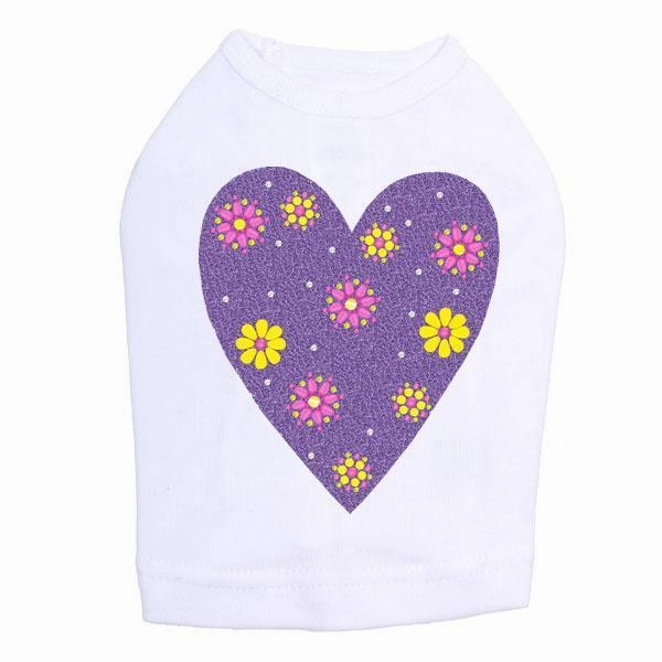 Purple Glitter Heart Rhinestone Dog Tank