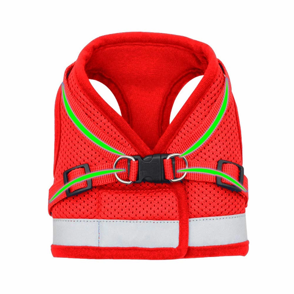 QPets Reflective Mesh Vest Harness with Leash for Dogs and Cats (Red)