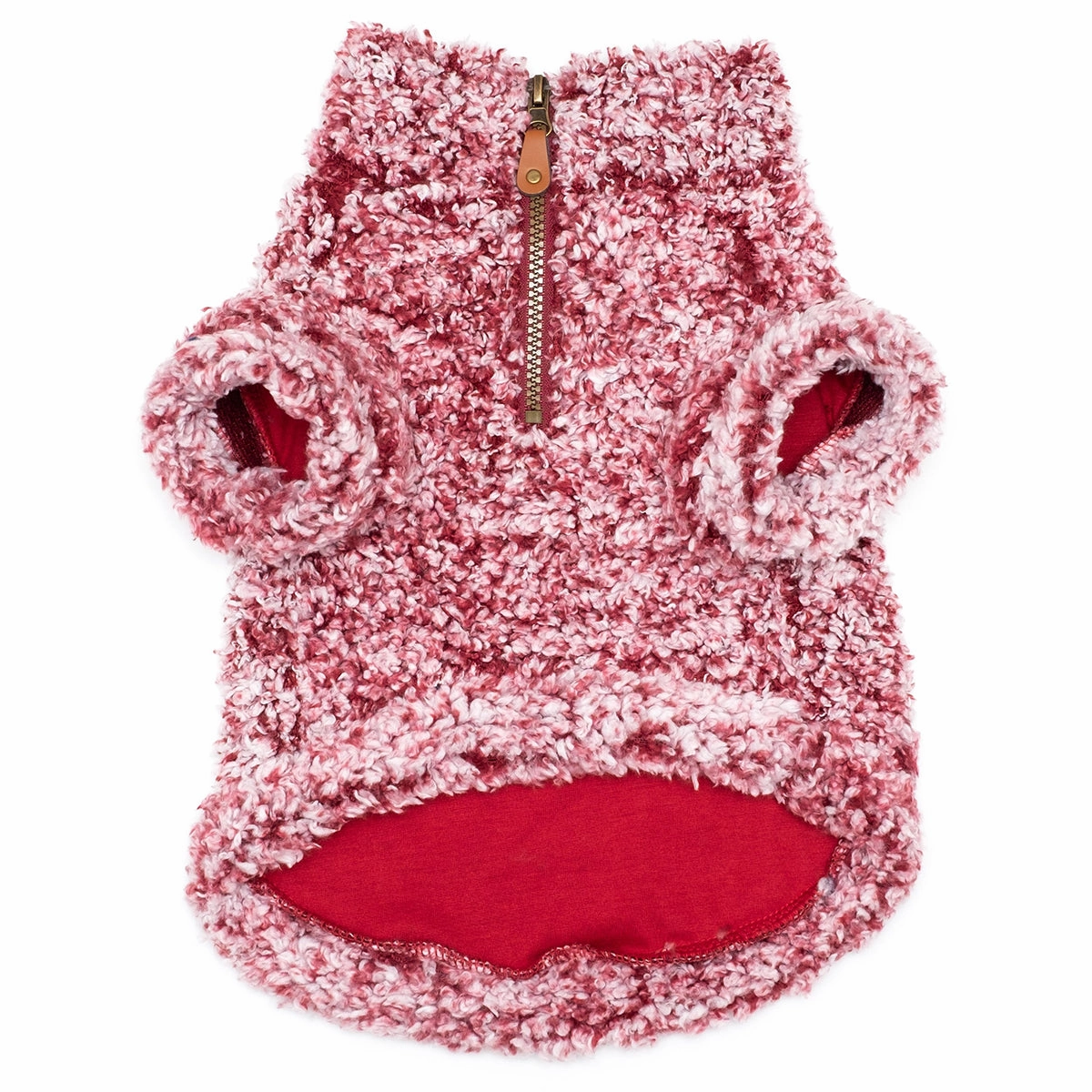 Quarter Zip Wubbly Fleece Pullover Dog Coat Burgundy