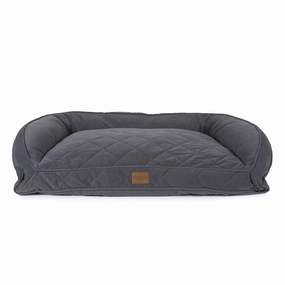 Quilted Microfiber Personalized Bolster Dog Bed Charcoal