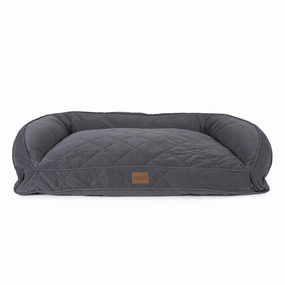 Quilted Microfiber Personalized Bolster Dog Bed Charcoal