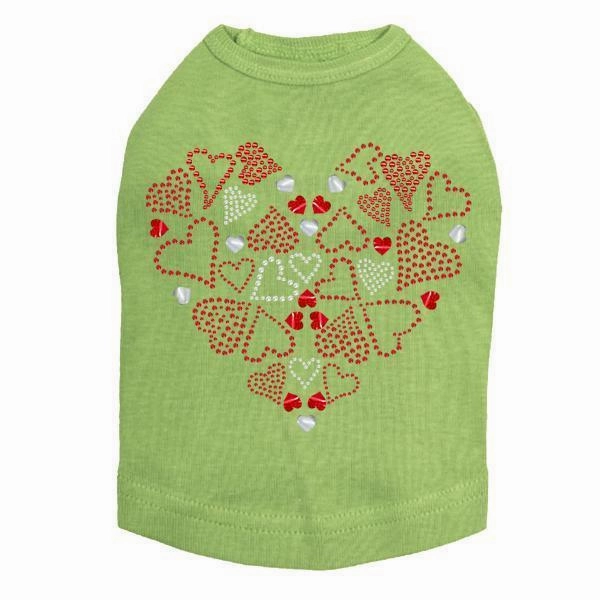 Red Heart With Hearts Rhinestone Dog Tank
