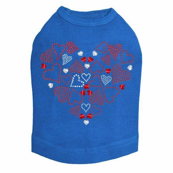 Red Heart With Hearts Rhinestone Dog Tank