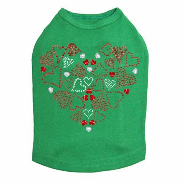 Red Heart With Hearts Rhinestone Dog Tank