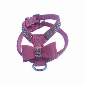 Rhinestone With Bow Dog Harness Pink
