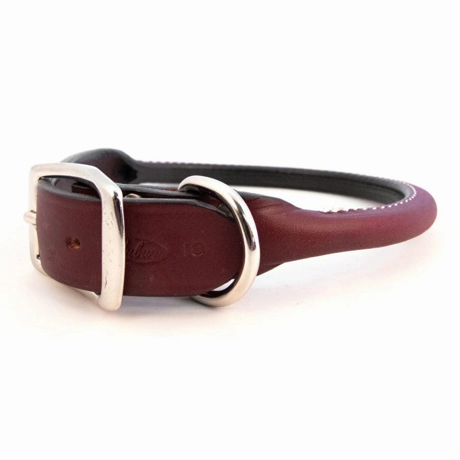Rolled Round Leather Dog Collar - Many Colors