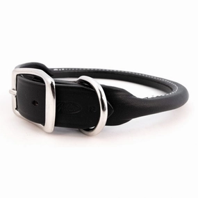 Rolled Round Leather Dog Collar - Many Colors