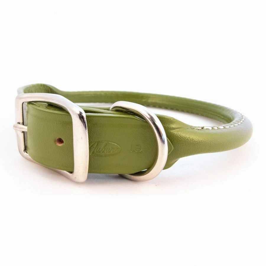Rolled Round Leather Dog Collar - Many Colors