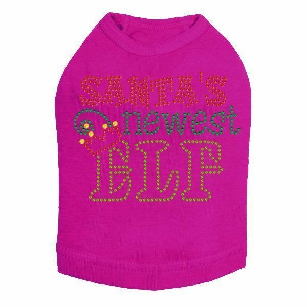 Santa's Newest Elf Rhinestone Dog Tank