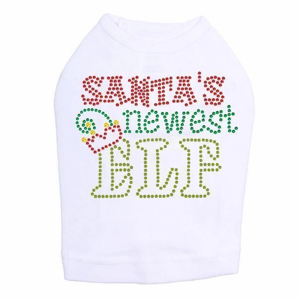 Santa's Newest Elf Rhinestone Dog Tank