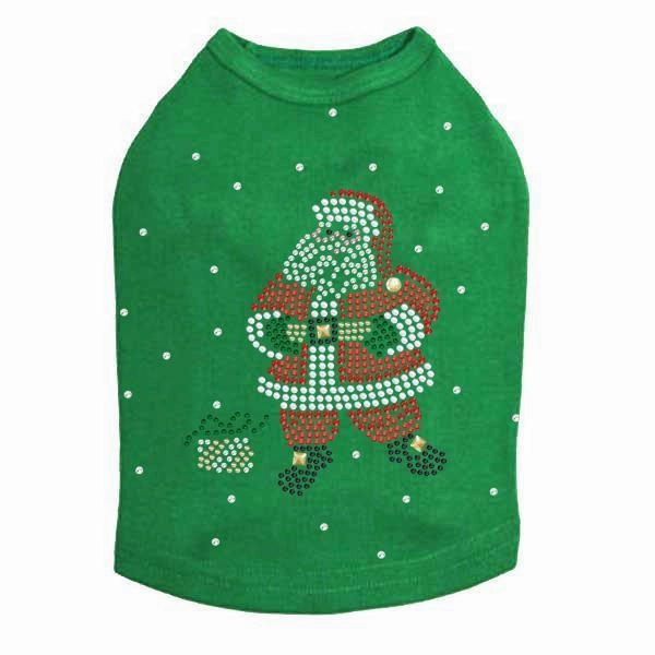 Santa With Snowflakes Rhinestone Dog Tank